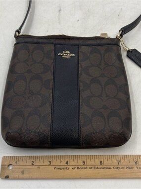 COACH Kitt Messenger Signature Canvas Crossbody Bag Brown Black